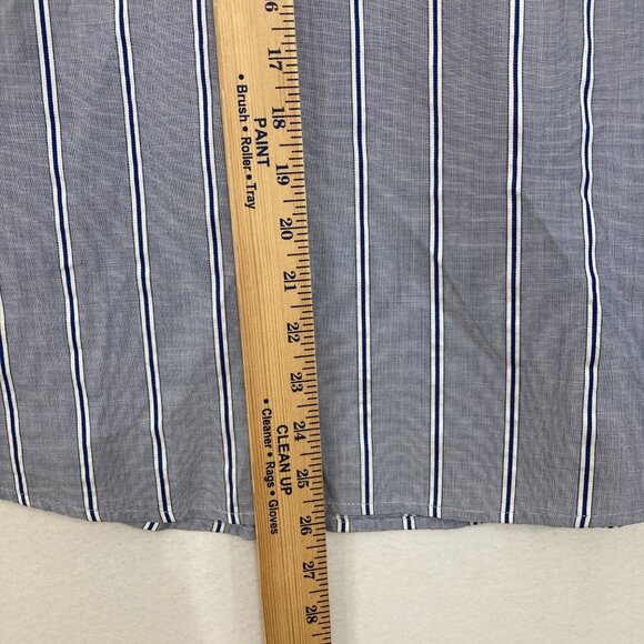 Draper James size 14 Blue Gray Striped Preppy Puff Sleeve Blouse Office Work - Picture 5 of 10